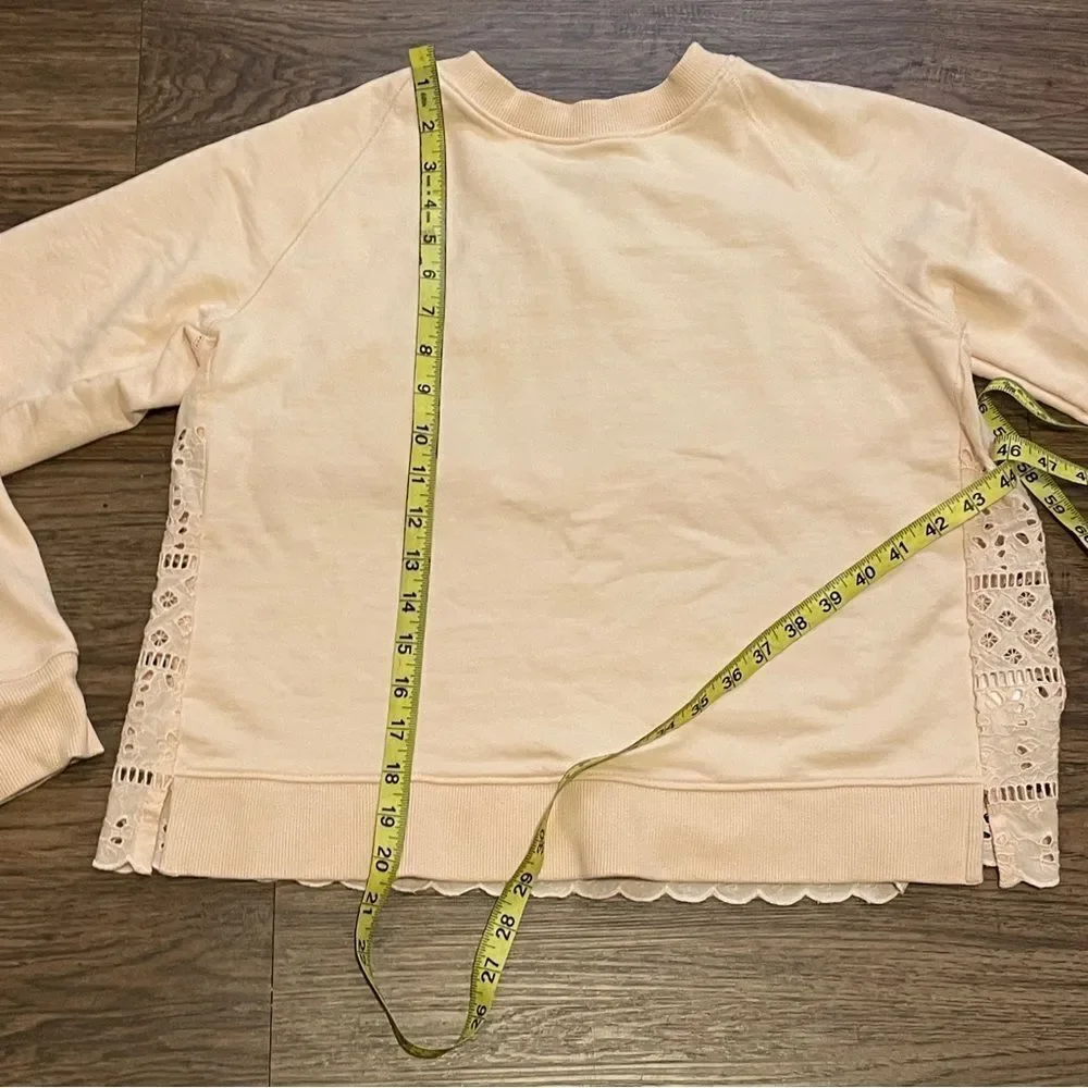 J. Crew Women's Crew Neck Sweater Blush Pink with Eyelet Lace Back Size XS